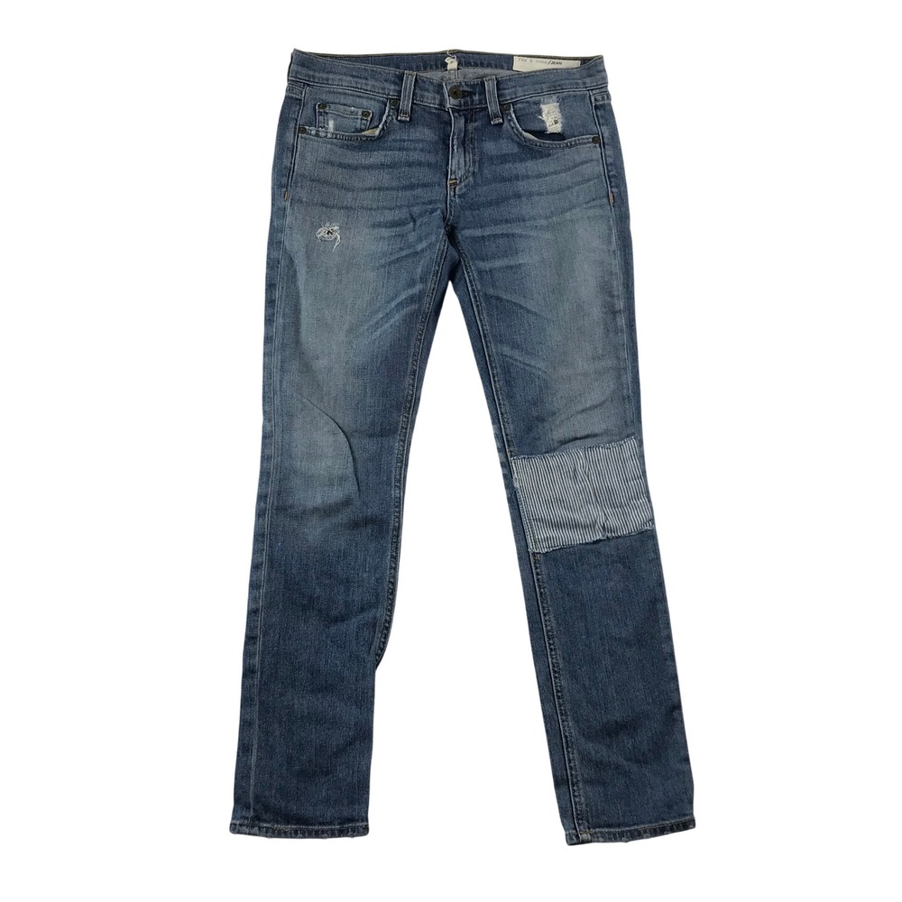 Rag & Bone Ludlow Slim Boyfriend Patchwork Distressed Jeans W1592K510LUD Size 25